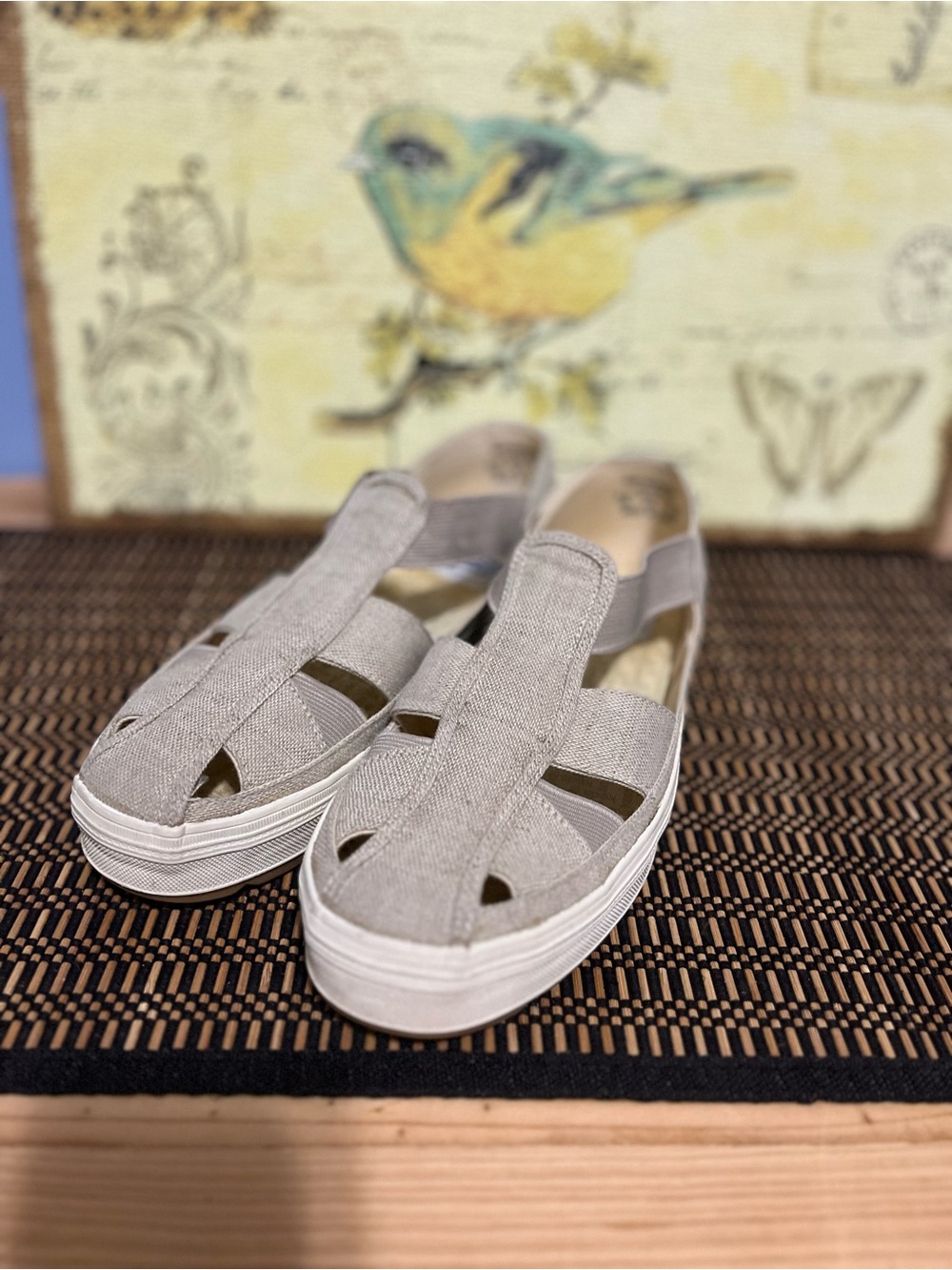 Women’s Slip-On keds Platform Sandals in Light Gray